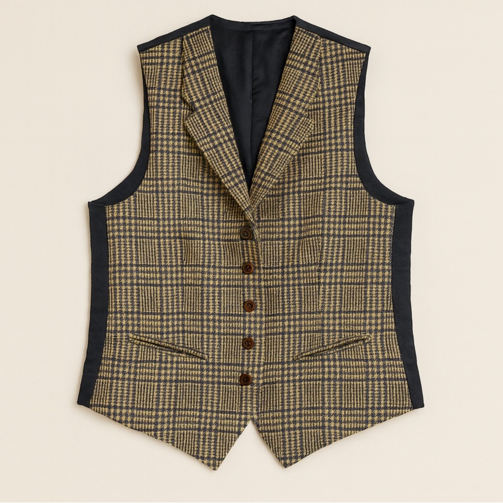 Men's Plaid Vest - Blue and Tan